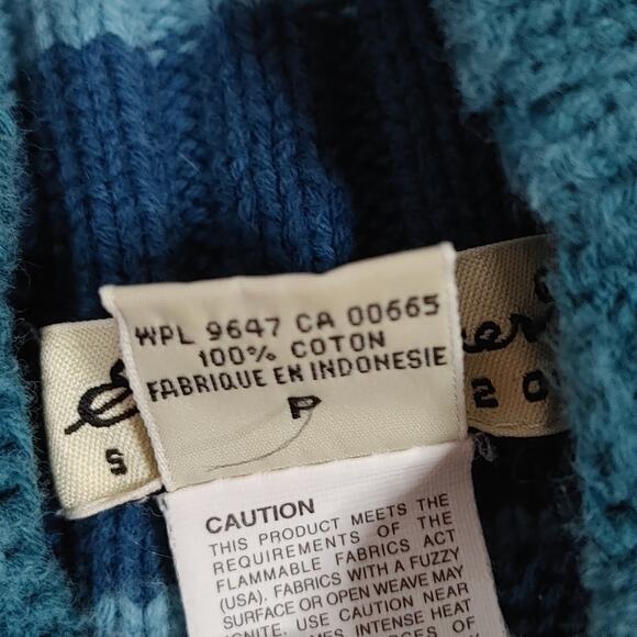 Eddie Bauer Size Small S Cotton Striped Stripes Blue Turtle Neck Sleeveless Ribb - Picture 6 of 11